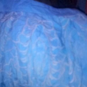 Light blue and tan midi skirt